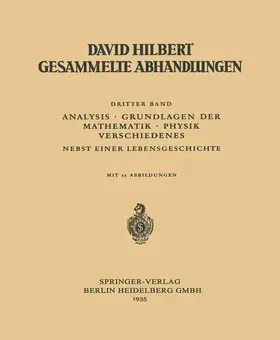 Hilbert |  Dritter Band: Analysis · Grundlagen der Mathematik · Physik Verschiedenes | Buch |  Sack Fachmedien