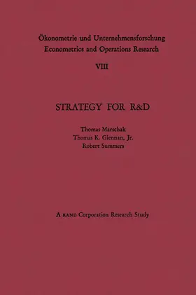 Marschak / Glennan / Summers |  Strategy for R&D: Studies in the Microeconomics of Development | Buch |  Sack Fachmedien