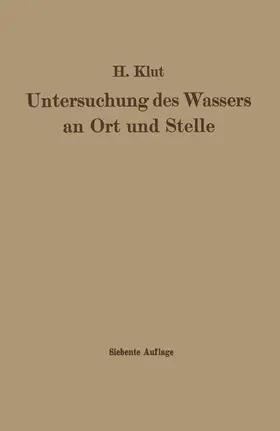 Olszewski / Klut |  Untersuchung des Wassers an Ort und Stelle | Buch |  Sack Fachmedien