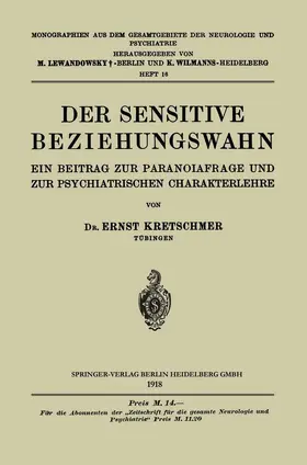 Kretschmer |  Der Sensitive Beziehungswahn | Buch |  Sack Fachmedien