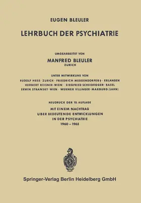 Bleuler |  Lehrbuch der Psychiatrie | Buch |  Sack Fachmedien