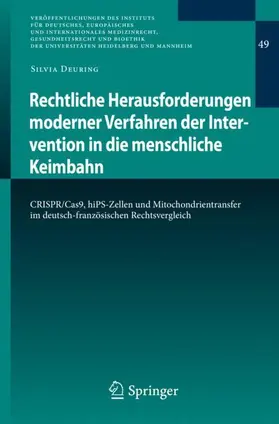 Deuring |  Rechtliche Herausforderungen moderner Verfahren der Intervention in die menschliche Keimbahn | Buch |  Sack Fachmedien