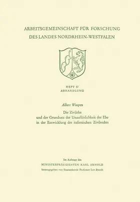 Woopen | Die Zivilehe und der Grundsatz der Unauflöslichkeit der Ehe in der Entwicklung des italienischen Zivilrechts | Buch | 978-3-663-00370-0 | sack.de