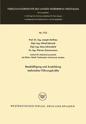 Mathieu |  Beschäftigung und Ausbildung technischer Führungskräfte | Buch |  Sack Fachmedien