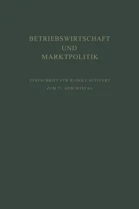 Kosiol / Sundhoff |  Betriebswirtschaft und Marktpolitik | Buch |  Sack Fachmedien