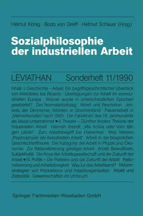 König / Schauer / Greiff |  Sozialphilosophie der industriellen Arbeit | Buch |  Sack Fachmedien