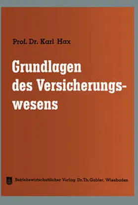 Hax | Grundlagen des Versicherungswesens | E-Book | sack.de