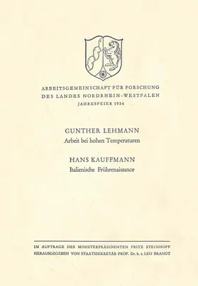 Lehmann |  Arbeit bei hohen Temperaturen. Italienische Frührenaissance | Buch |  Sack Fachmedien