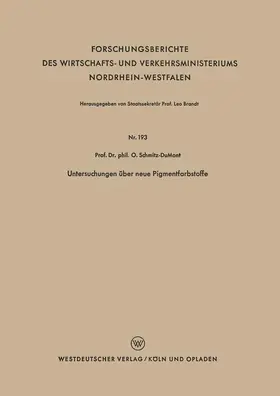 Schmitz-Dumont |  Untersuchungen über neue Pigmentfarbstoffe | Buch |  Sack Fachmedien