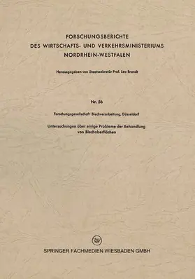  Untersuchungen über einige Probleme der Behandlung von Blechoberflächen | Buch |  Sack Fachmedien