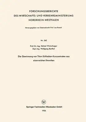 Winterhager |  Die Gewinnung von Titan-Schlacken-Konzentraten aus eisenreichen Ilmeniten | Buch |  Sack Fachmedien