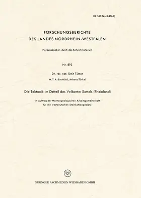 Tümer |  Die Tektonik im Ostteil des Velberter Sattels (Rheinland) | Buch |  Sack Fachmedien