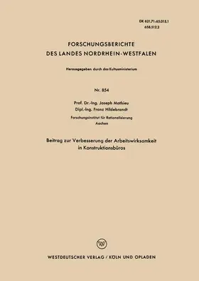 Mathieu |  Beitrag zur Verbesserung der Arbeitswirksamkeit in Konstruktionsbüros | Buch |  Sack Fachmedien