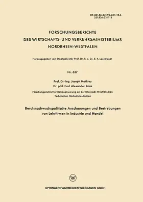 Mathieu |  Berufsnachwuchspolitische Anschauungen und Bestrebungen von Lehrfirmen in Industrie und Handel | Buch |  Sack Fachmedien