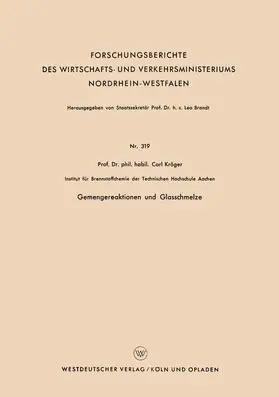 Kröger |  Gemengereaktionen und Glasschmelze | Buch |  Sack Fachmedien