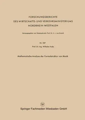 Fucks |  Mathematische Analyse der Formalstruktur von Musik | Buch |  Sack Fachmedien