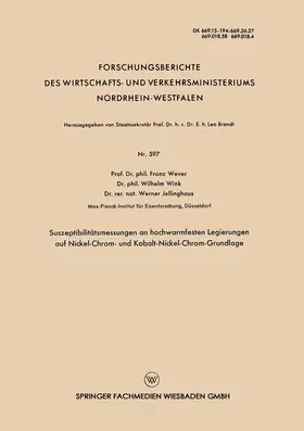 Wever |  Suszeptibilitätsmessungen an hochwarmfesten Legierungen auf Nickel-Chrom- und Kobalt-Nickel-Chrom-Grundlage | Buch |  Sack Fachmedien