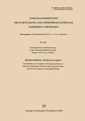 Mathieu |  Überbetrieblicher Verfahrensvergleich | Buch |  Sack Fachmedien