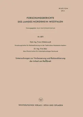 Hildebrandt |  Untersuchungen zur Verbesserung und Rationalisierung der Arbeit am Reißbrett | Buch |  Sack Fachmedien