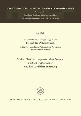Stegemann |  Studien über den respiratorischen Totraum bei körperlicher Arbeit und bei künstlicher Beatmung | Buch |  Sack Fachmedien