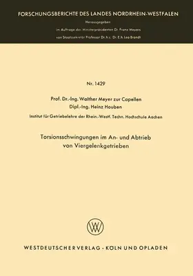 Meyer zur Capellen |  Torsionsschwingungen im An- und Abtrieb von Viergelenkgetrieben | Buch |  Sack Fachmedien