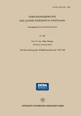 Rößger |  Die Entwicklung des Weltluftverkehrs bis 1957/58 | Buch |  Sack Fachmedien