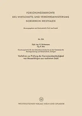 Stüdemann |  Verfahren zur Prüfung der Korrosionsbeständigkeit von Messerklingen aus rostfreiem Stahl | eBook | Sack Fachmedien