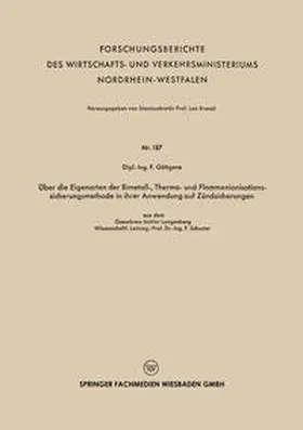 Göttgens | Über die Eigenarten der Bimetall-, Thermo- und Flammenionisationssicherungsmethode in ihrer Anwendung auf Zündsicherungen | E-Book | sack.de