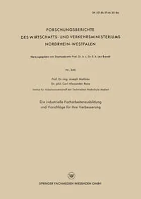 Mathieu | Die industrielle Facharbeiterausbildung und Vorschläge für ihre Verbesserung | E-Book | sack.de