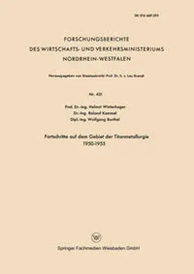 Winterhager |  Fortschritte auf dem Gebiet der Titanmetallurgie 1950–1955 | eBook | Sack Fachmedien