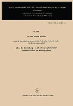 Schüßler | Über die Darstellung von Übertragungsfunktionen und Netzwerken am Analogrechner | E-Book | sack.de