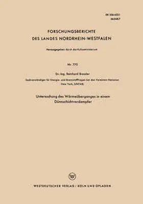 Bressler | Untersuchung des Wärmeüberganges in einem Dünnschichtverdampfer | E-Book | sack.de