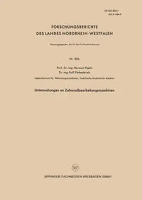 Opitz | Untersuchungen an Zahnradbearbeitungsmaschinen | E-Book | sack.de