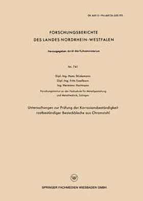 Stüdemann |  Untersuchungen zur Prüfung der Korrosionsbeständigkeit rostbeständiger Besteckbleche aus Chromstahl | eBook | Sack Fachmedien