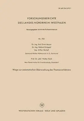 Mayer / Knüppel / Stumpf |  Wege zur automatischen Überwachung des Thomasverfahrens | eBook | Sack Fachmedien