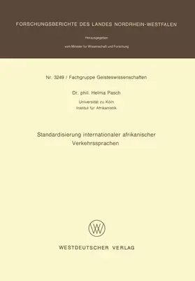 Pasch |  Standardisierung internationaler afrikanischer Verkehrssprachen | Buch |  Sack Fachmedien