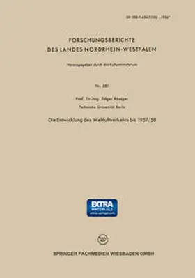 Rößger |  Die Entwicklung des Weltluftverkehrs bis 1957/58 | eBook | Sack Fachmedien