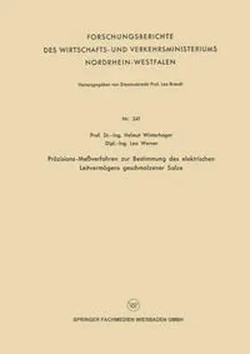Winterhager |  Präzisions-Meßverfahren zur Bestimmung des elektrischen Leitvermögens geschmolzener Salze | eBook | Sack Fachmedien