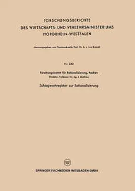 Mathieu |  Schlagwortregister zur Rationalisierung | eBook | Sack Fachmedien