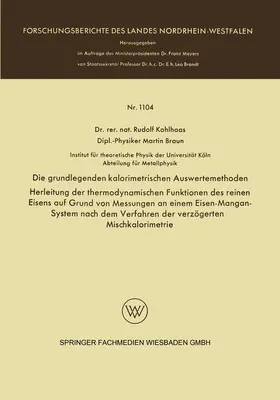 Kohlhaas |  Die grundlegenden kalorimetrischen Auswertemethoden | Buch |  Sack Fachmedien