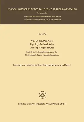 Vater |  Beitrag zur mechanischen Entzunderung von Draht | Buch |  Sack Fachmedien