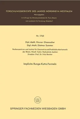 Sommer / Glasmacher |  Implizite Runge-Kutta-Formeln | Buch |  Sack Fachmedien