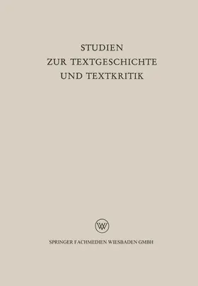 Dahlmann / Merkelbach |  Studien zur Textgeschichte und Textkritik | Buch |  Sack Fachmedien