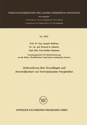 Mathieu |  Untersuchung über Grundlagen und Anwendbarkeit von Vertriebskosten-Vergleichen | Buch |  Sack Fachmedien