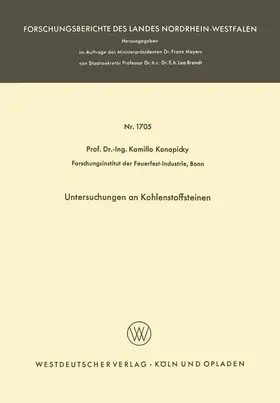 Konopicky |  Untersuchungen an Kohlenstoffsteinen | Buch |  Sack Fachmedien