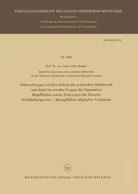 Reutter |  Untersuchungen auf dem Gebiet der praktischen Mathematik und damit verwandter Fragen der Geometrie | Buch |  Sack Fachmedien