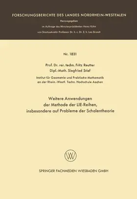 Stief / Reutter |  Weitere Anwendungen der Methode der LIE-Reihen | Buch |  Sack Fachmedien