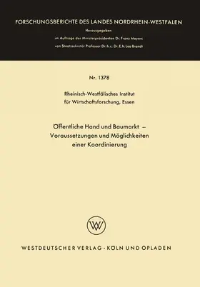  Öffentliche Hand und Baumarkt ¿ Voraussetzungen und Möglichkeiten einer Koordinierung | Buch |  Sack Fachmedien