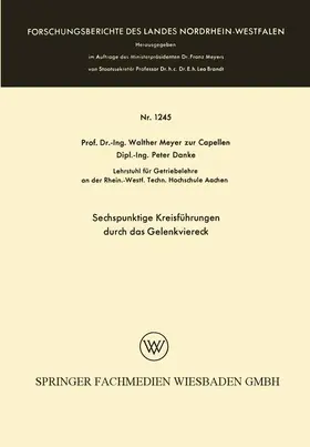Meyer zur Capellen |  Sechspunktige Kreisführungen durch das Gelenkviereck | Buch |  Sack Fachmedien