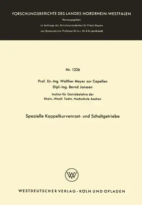 Meyer zur Capellen |  Spezielle Koppelkurvenrast- und Schaltgetriebe | Buch |  Sack Fachmedien
